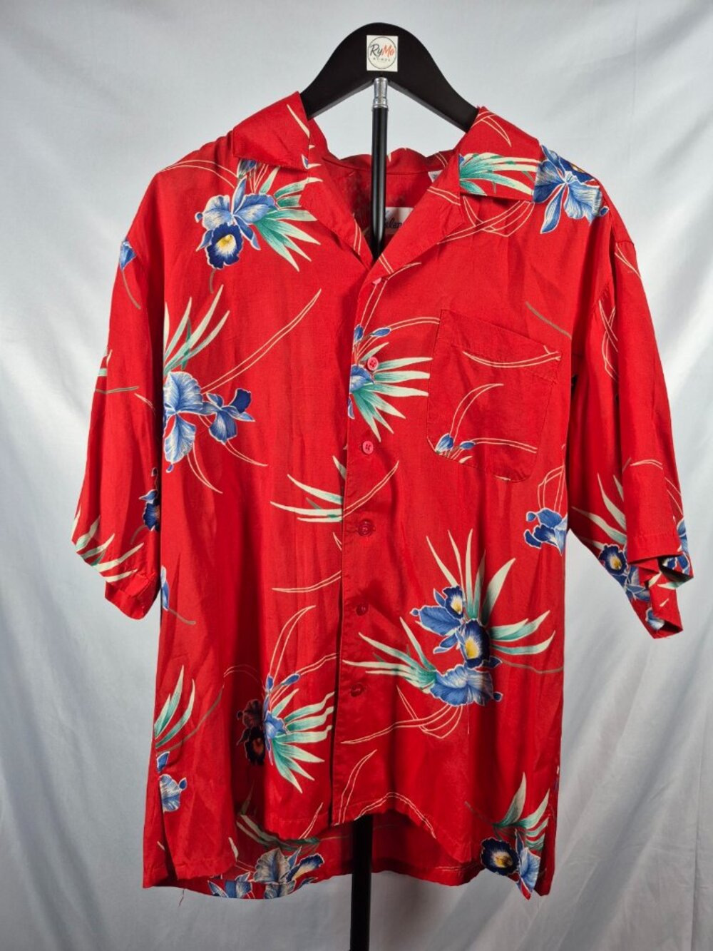 Vintage Islander Red Floral Rayon Hawaiian Aloha Shirt Men's Large